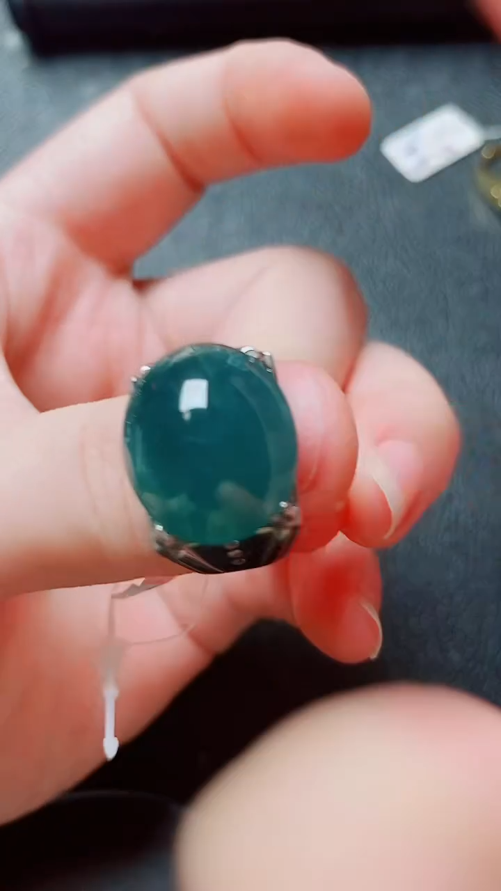 翡翠戒指银S925镶嵌11111