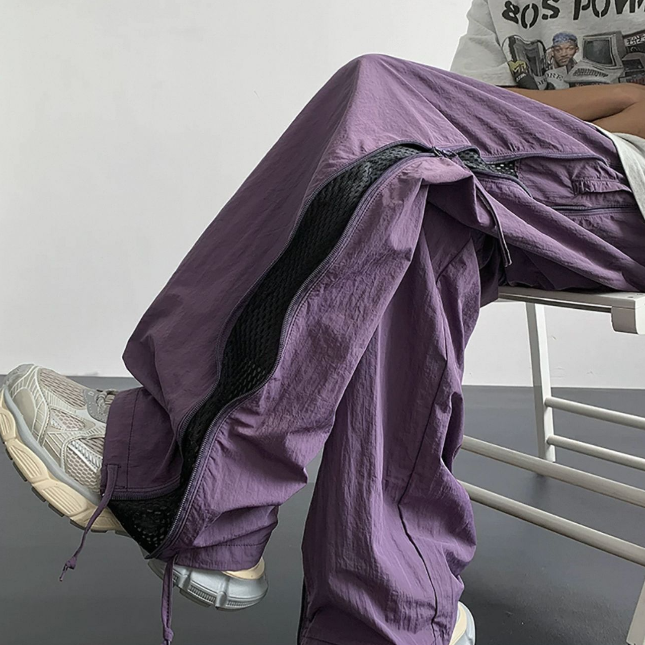 『KDD · YD』“侧纱呼吸感”冰丝面料设计抽绳直筒阔腿长裤 2572