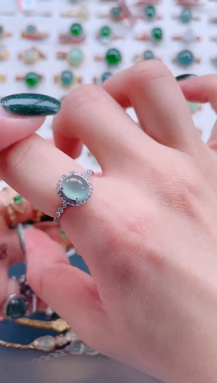 银S925镶嵌戒指翡翠天然翡翠