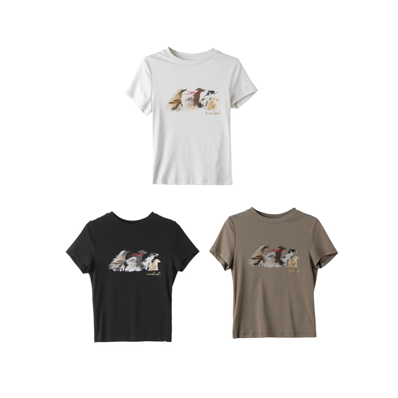 ICE DUST 小狗狗卡通短袖T恤25年秋25PFTS28——680