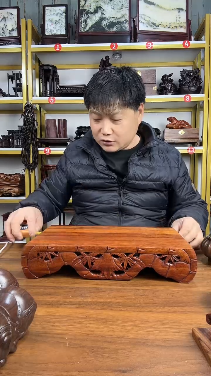 木非洲酸枝竹节款长方底座35*20*7CM