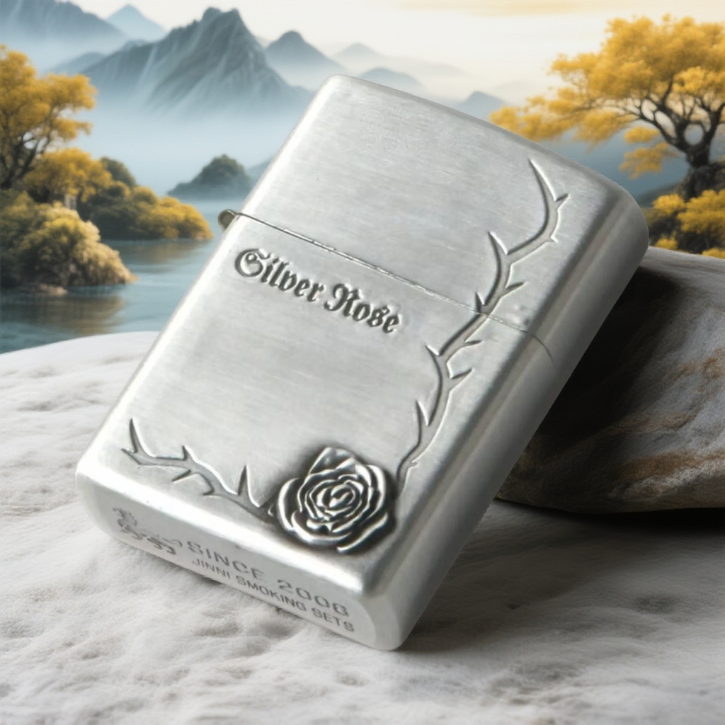 【右下玫瑰】古银防风打火机