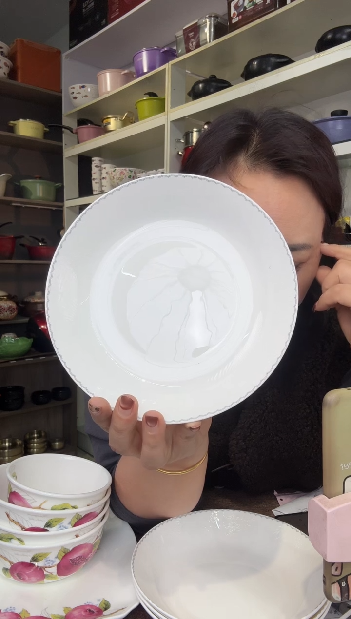 ?****?白色园汤盘三套12个