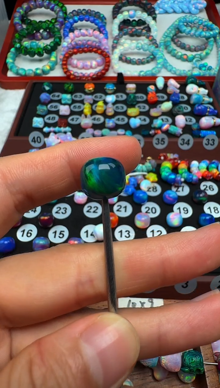 树脂制品人造欧泊卡12森林绿单颗老型珠