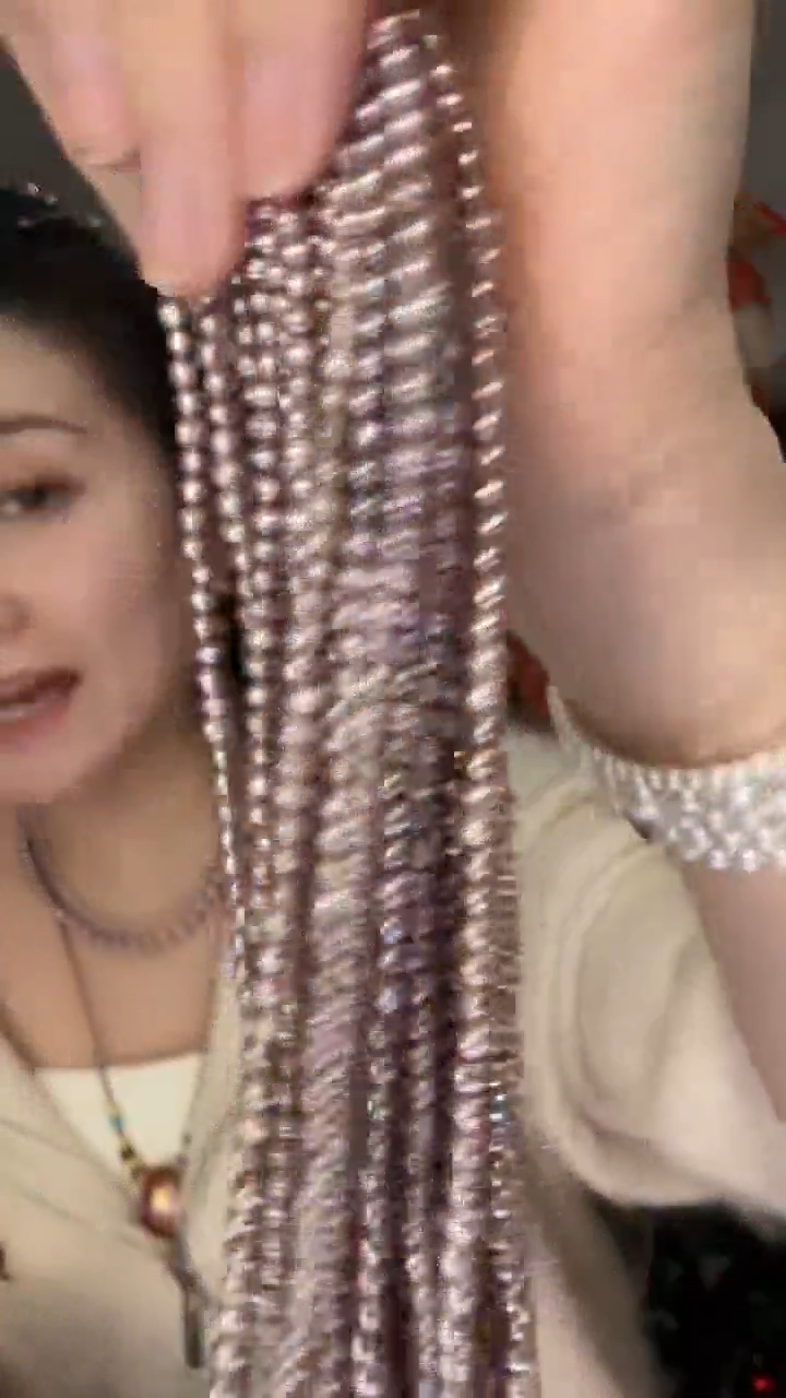 项链未镶嵌淡水珍珠3-4紫色极亮小米珠