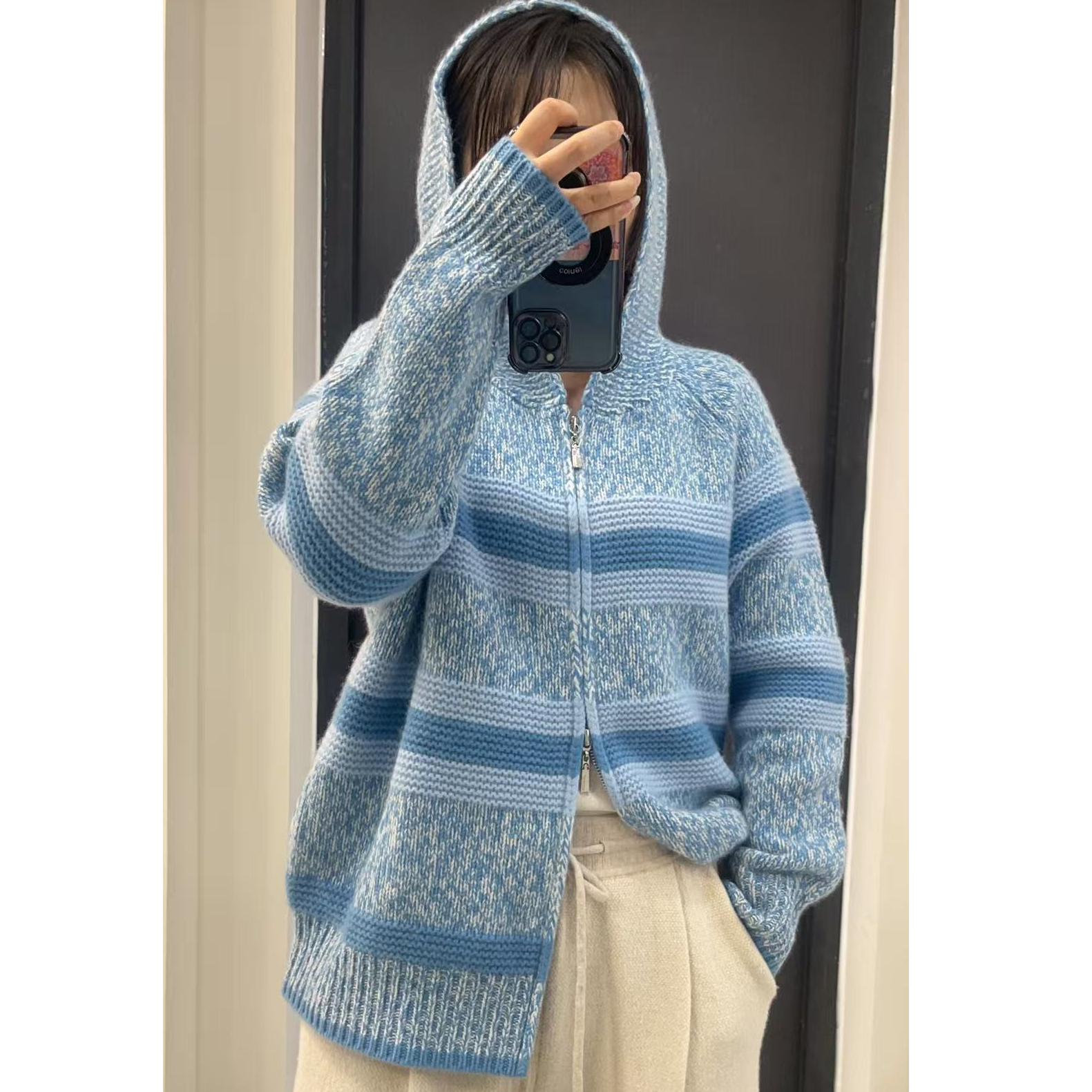 休闲风时尚套装宽松慵懒风帽衫上衣韩版休闲加厚