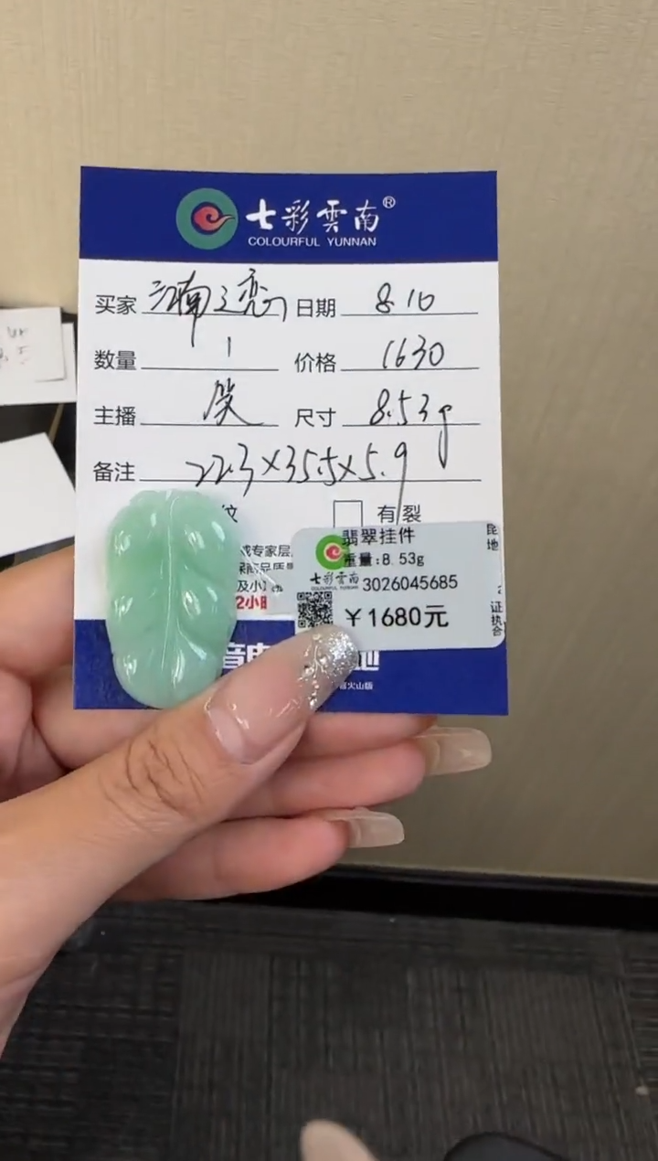 翡翠未镶嵌颈饰江**恋叶子