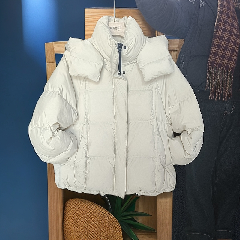 香港一诺短款可拆卸立领羽绒服百搭休闲连帽宽松冬季韩版加厚简约