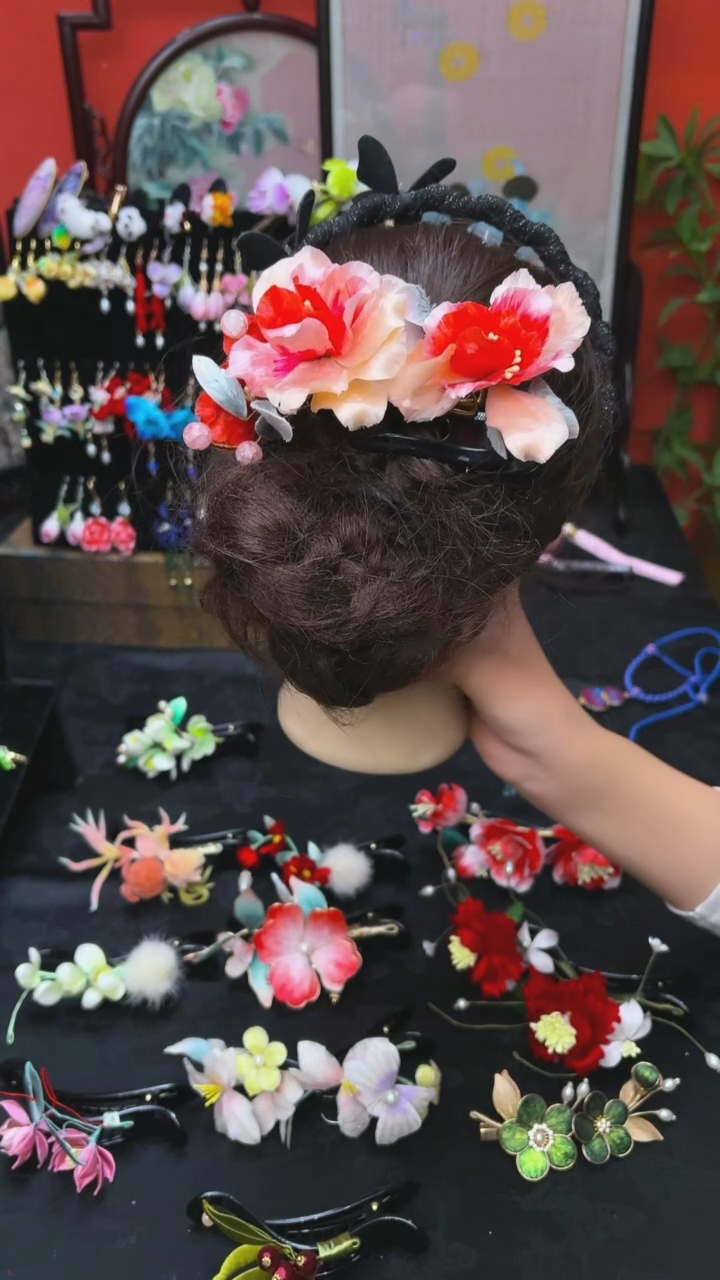 刺绣规*非遗手工绒花饰品