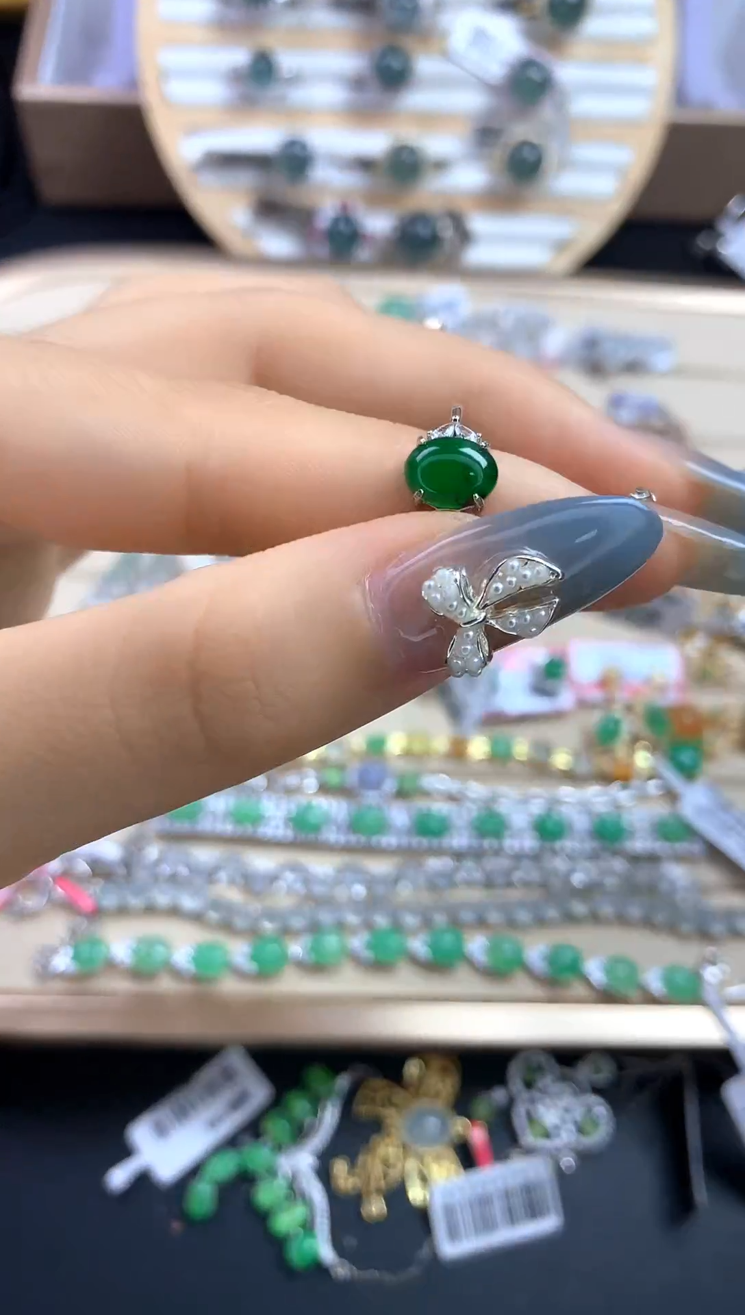 翡翠戒指银S925镶嵌翡翠 蛋面 银S925镶嵌