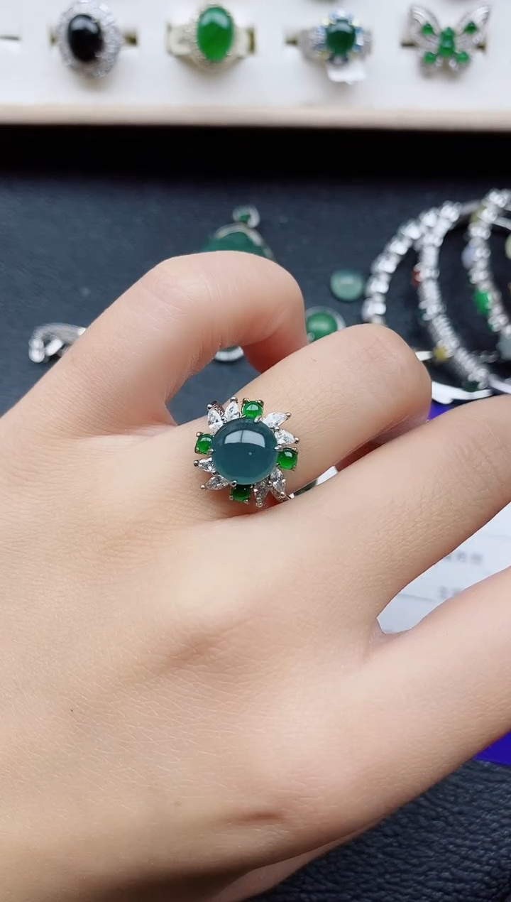 【闪购商品】翡翠戒指银S925镶嵌1111