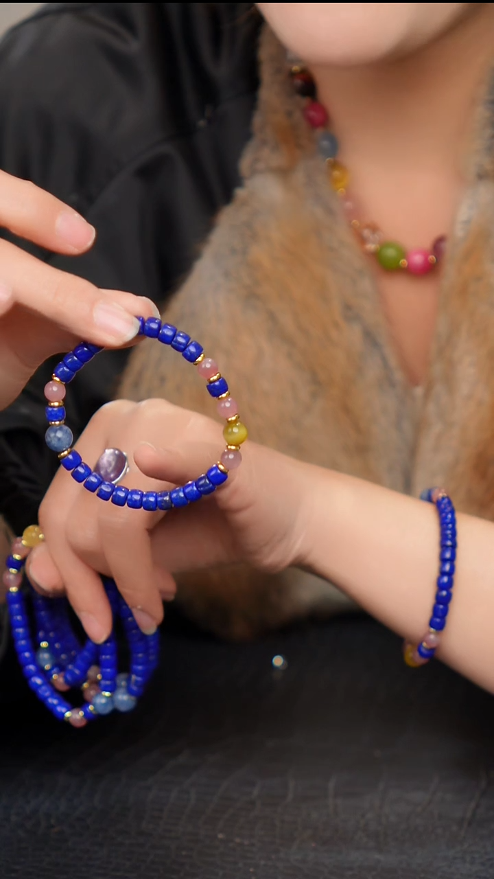 水晶摆件未镶嵌青金石手串 