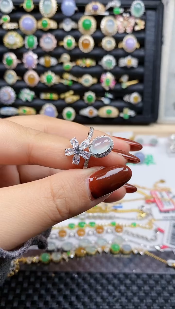 银S925镶嵌戒指翡翠386