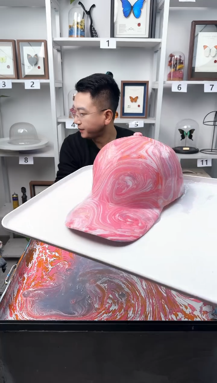 纯棉儿童款粉色星空水拓帽