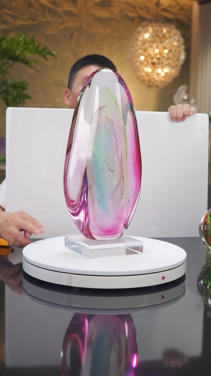 瓷片设计款金红月虹摆件