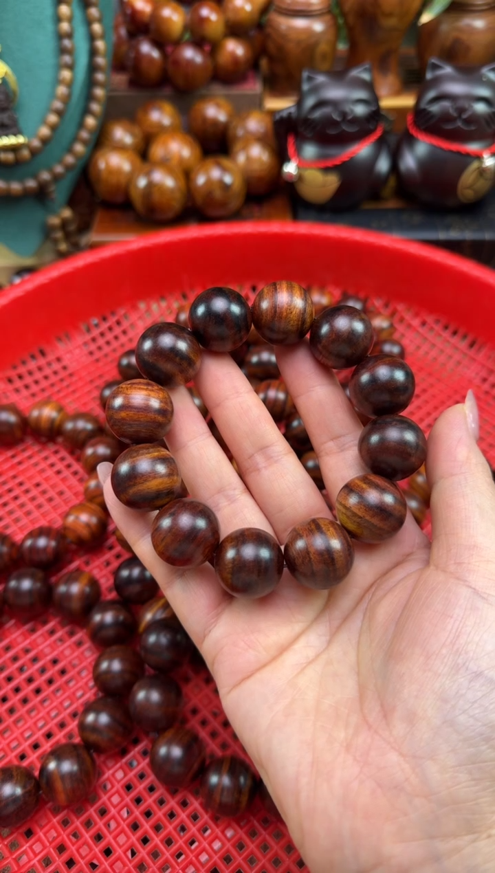 手串/手链黄花梨/降香黄檀海南黄花梨虎皮纹2.0单圈