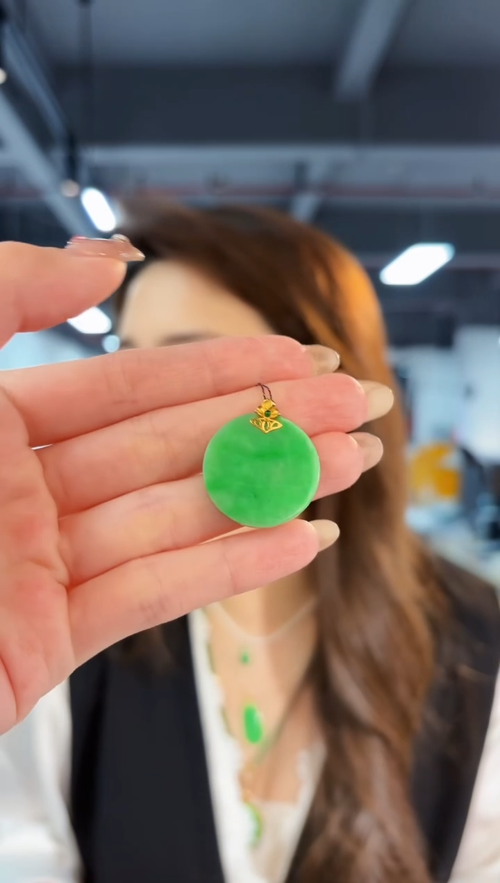 【闪购商品】翡翠颈饰18K金镶嵌缅料A货/支持复检/一件