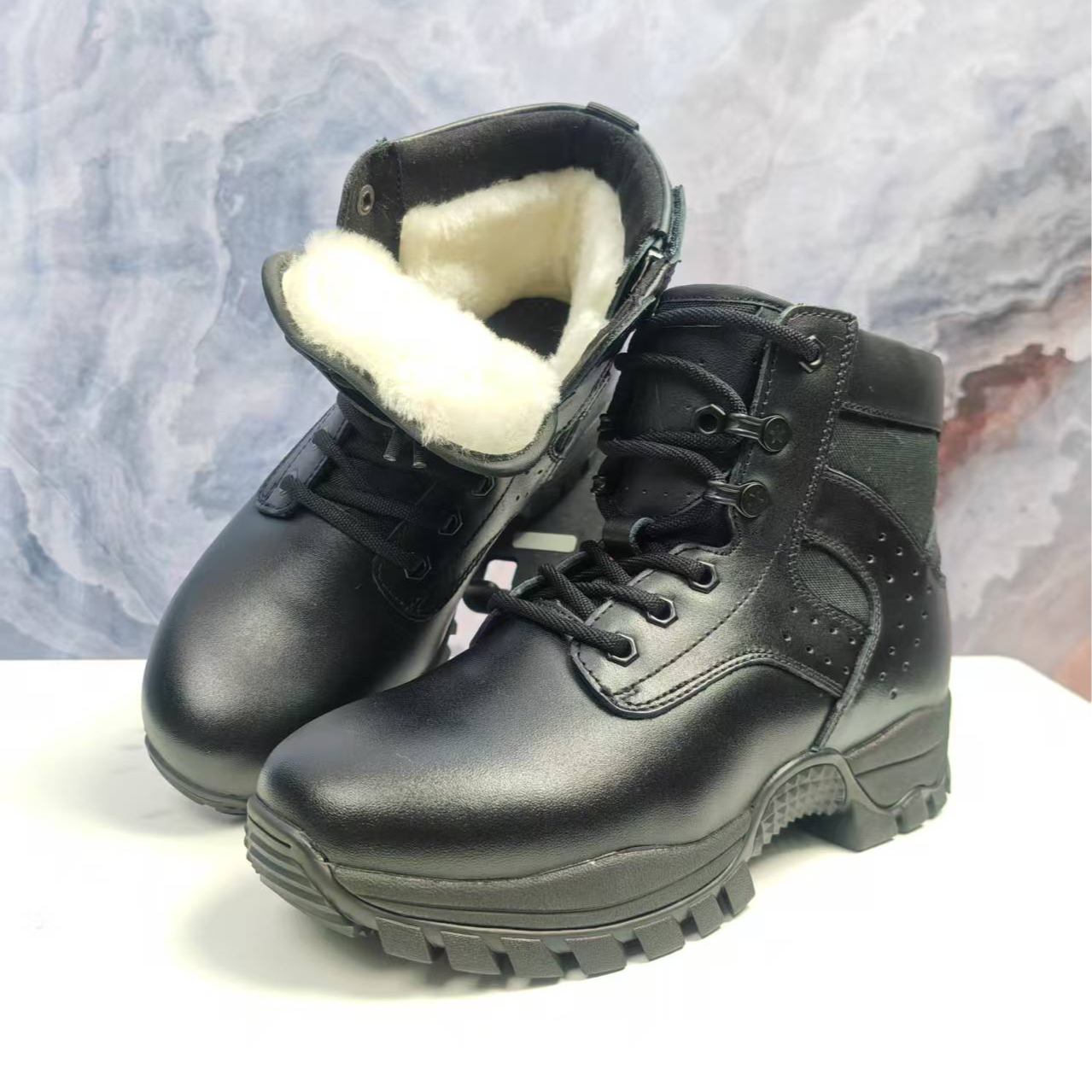 Jinho/金猴防滑运动风侧拉链透气时装靴冬季羊毛靴保暖QT8005A-1