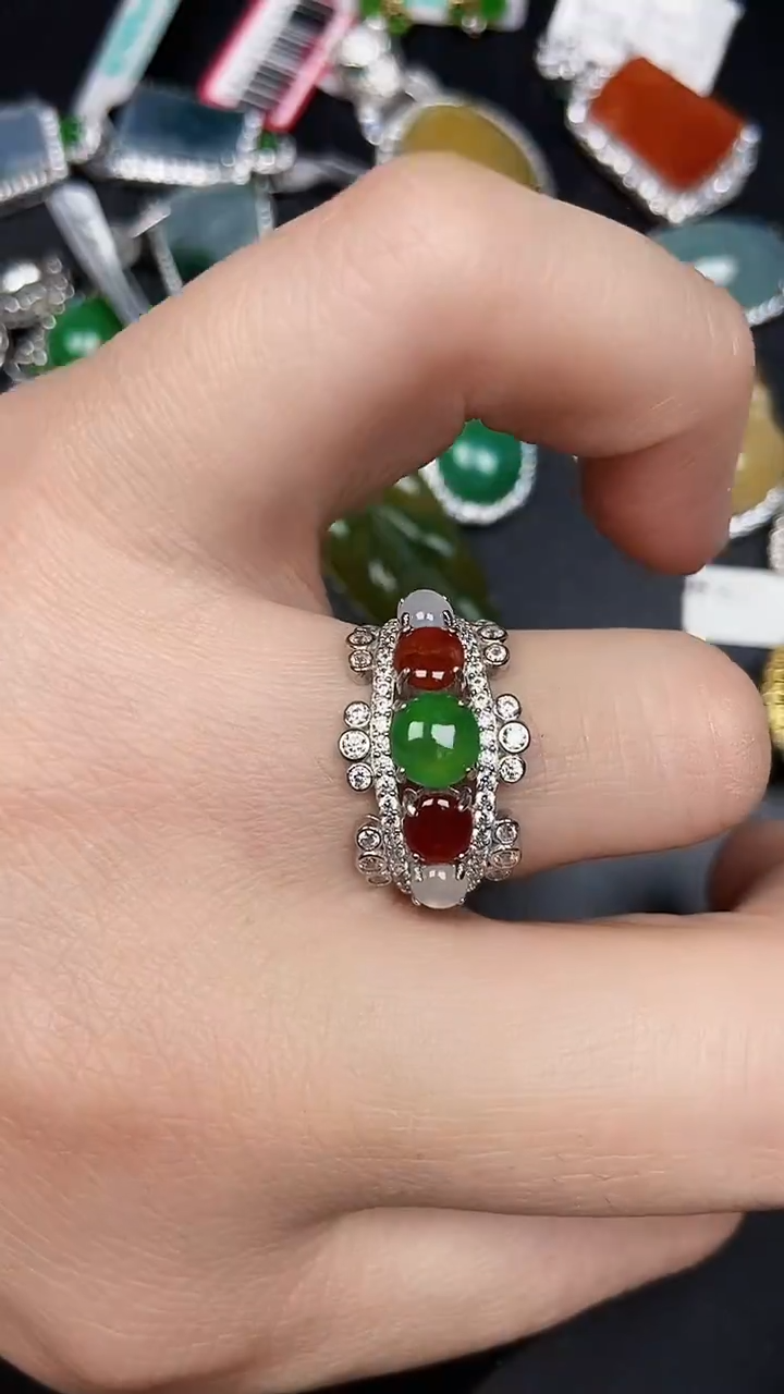 银S925镶嵌戒指翡翠1830