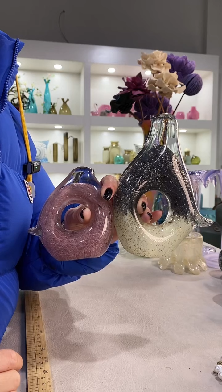 慕忆家手作琉璃花瓶一对