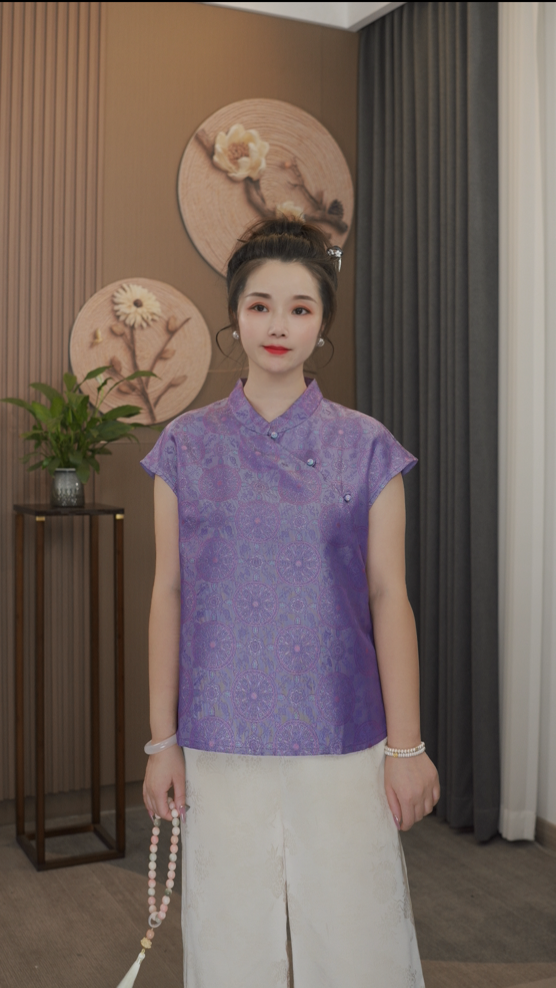 淇然原创【书禾】2025时尚经典严选新中式盘扣国风女士落肩上衣