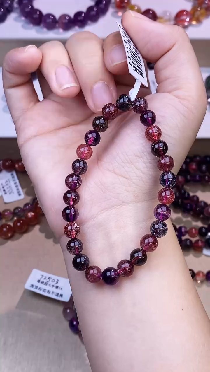 未镶嵌手链水晶紫红仙女超七单圈7m+