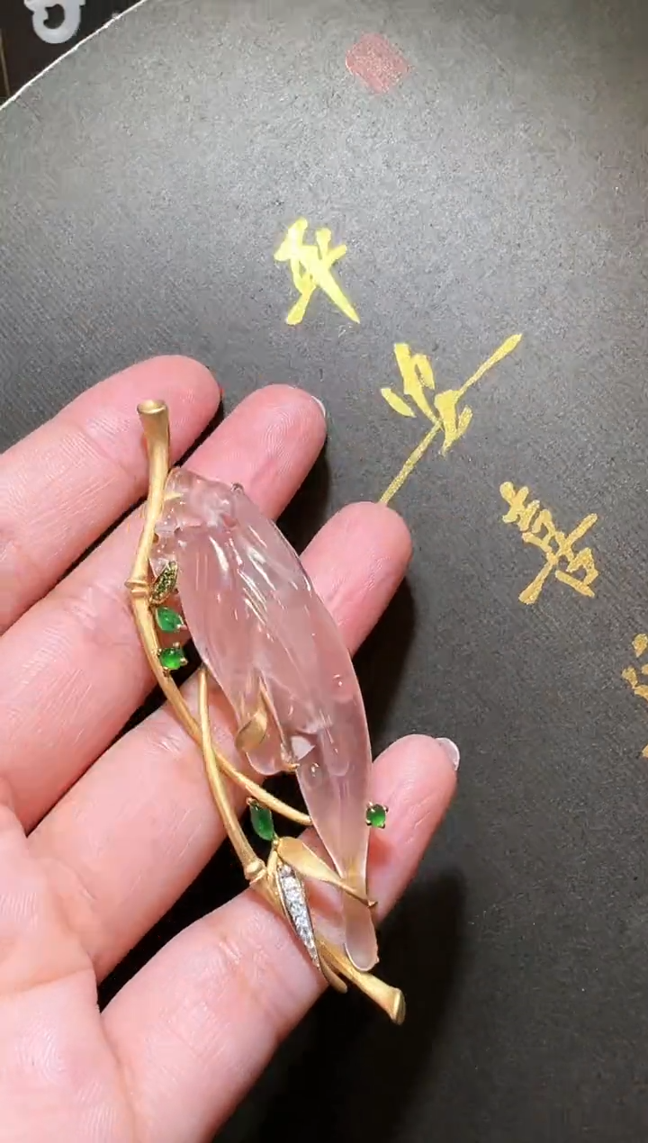 【闪购商品】南红玛瑙颈饰18K金镶嵌南红竹节胸吊两用