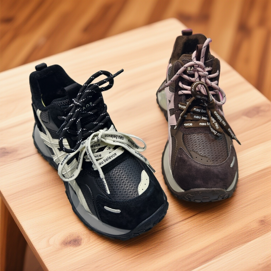 913-2保老爹鞋冬季加绒保暖百搭潮流系带厚底网面磨砂女鞋