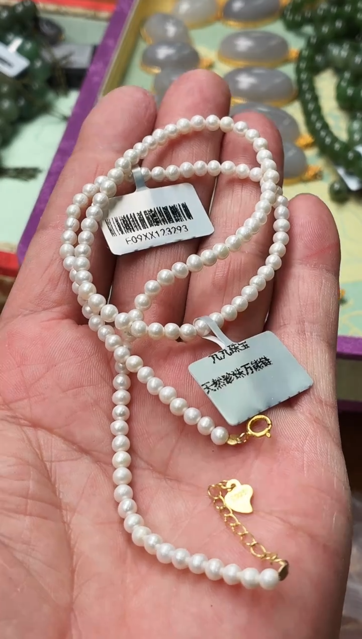 项链银S925镶嵌淡水珍珠E90