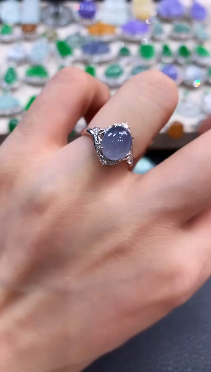 【闪购商品】翡翠戒指18K金镶嵌m13有色差