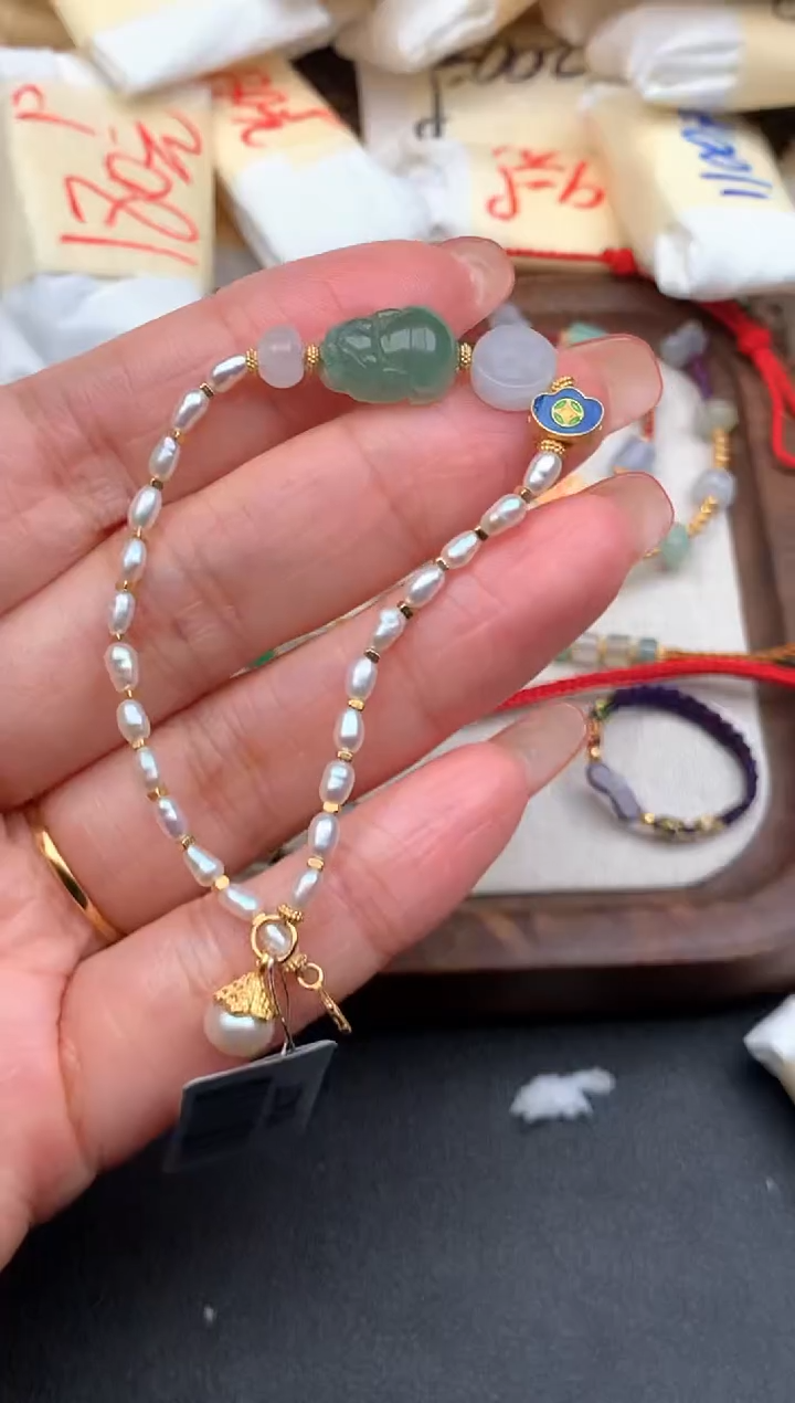 银S925镶嵌挂件翡翠15-16手围