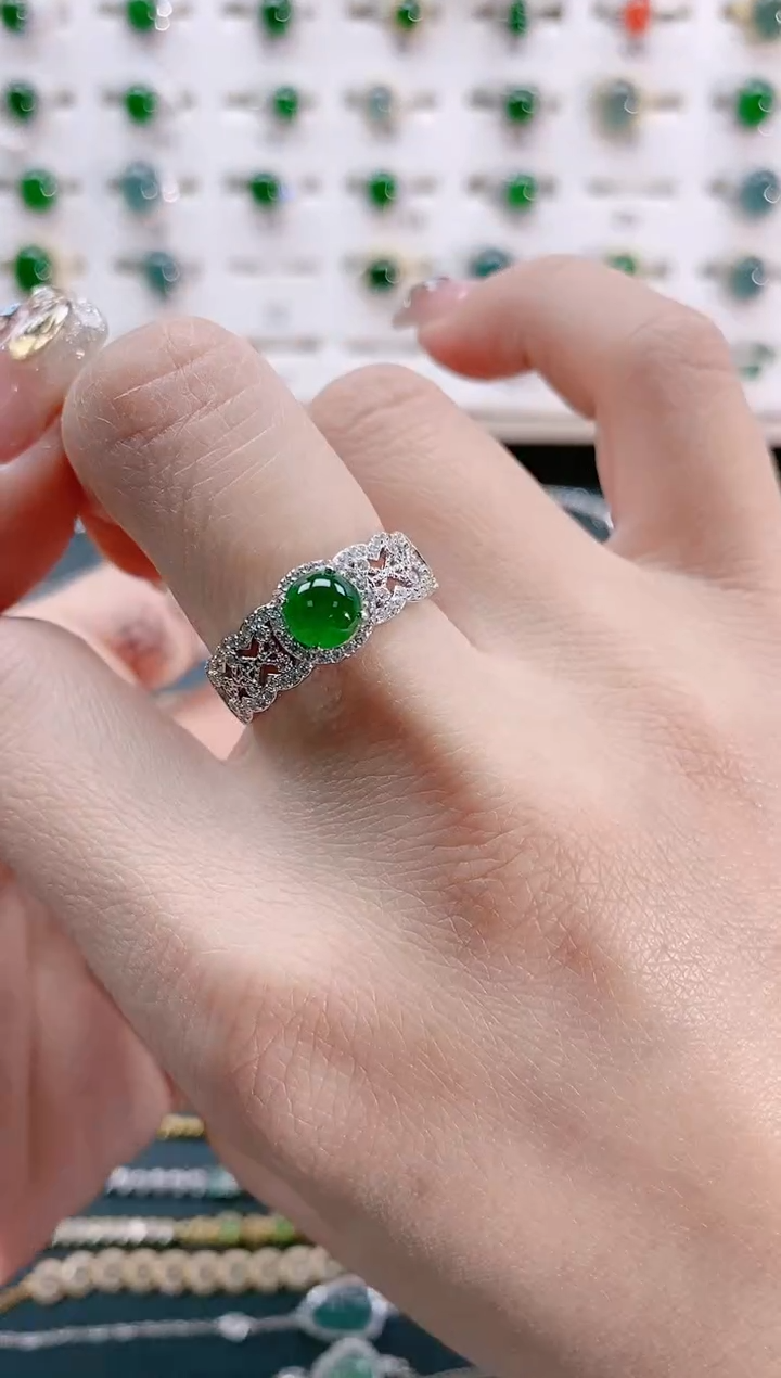 【闪购商品】翡翠戒指银S925镶嵌天然翡翠