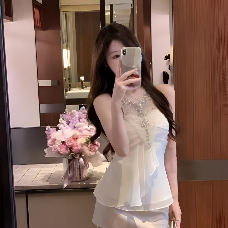 设计感百搭显瘦纯欲性感法式吊带背心时尚款