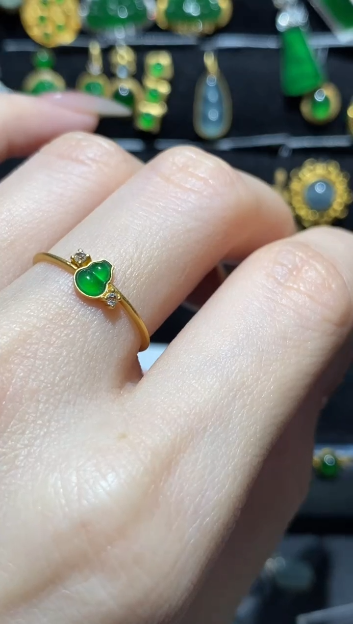 【闪购商品】翡翠戒指18K金镶嵌戒指