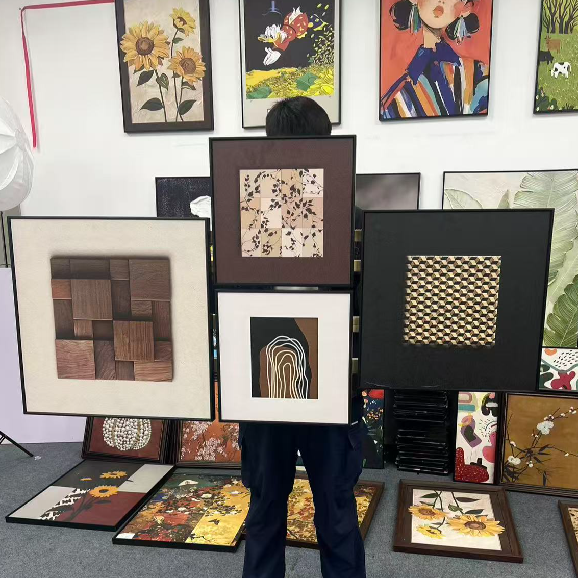 法式复古餐厅客厅卧室挂画四联副 60*60+50*50+40*40*2