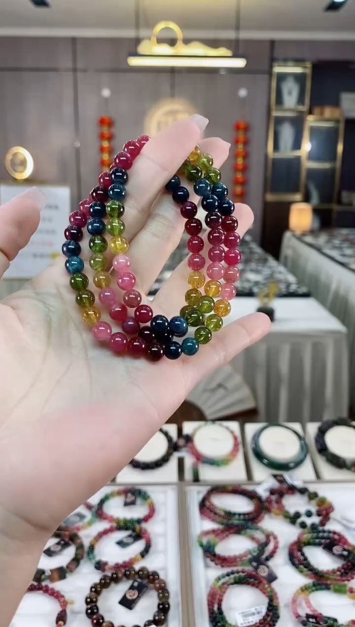 【闪购商品】碧玺三圈手串6mm+未镶嵌（多样性发一条）hon