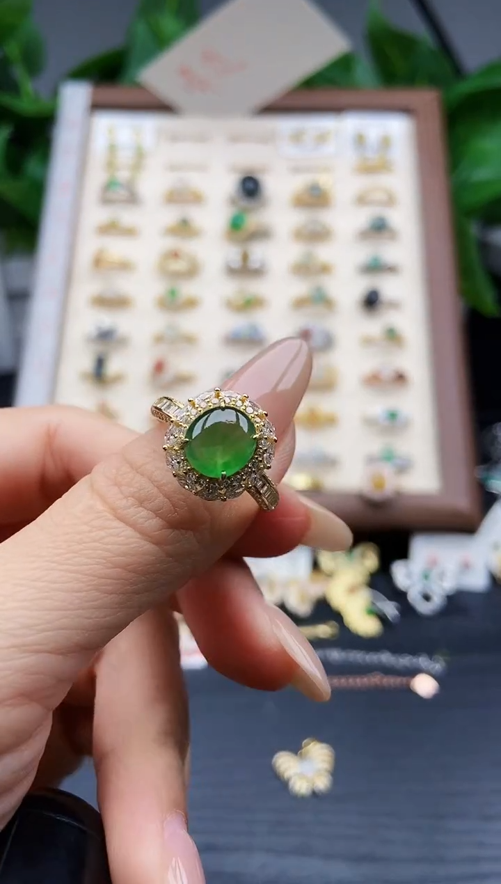 银S925镶嵌戒指翡翠12