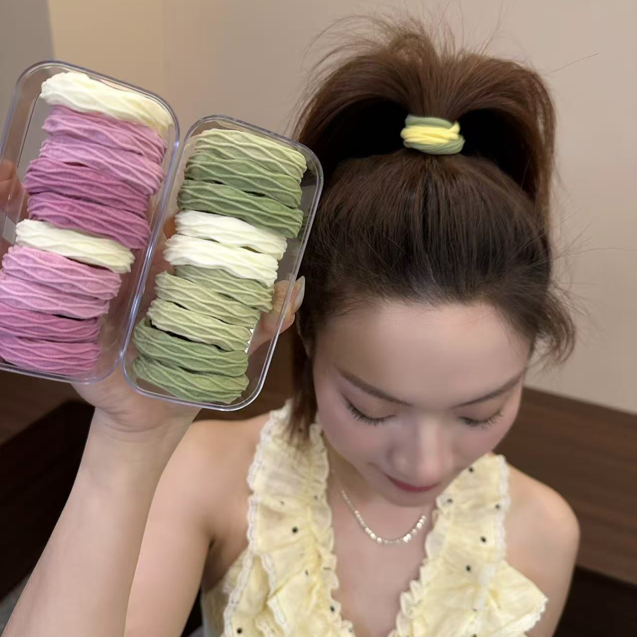 依牧超柔软高弹力巨耐用高马尾盒装精品发绳皮筋扎发头绳2025新款