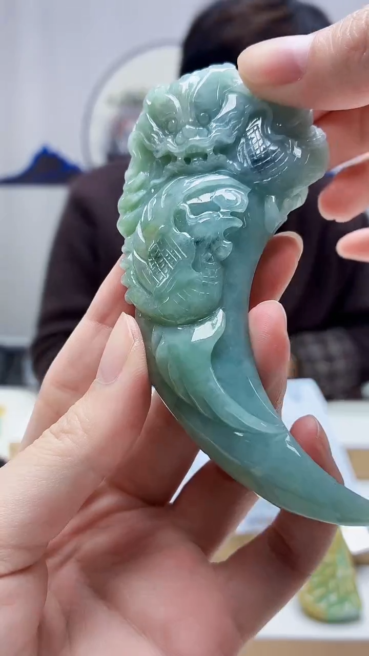 未镶嵌定制翡翠5145zm-毛货挂件龙牙50