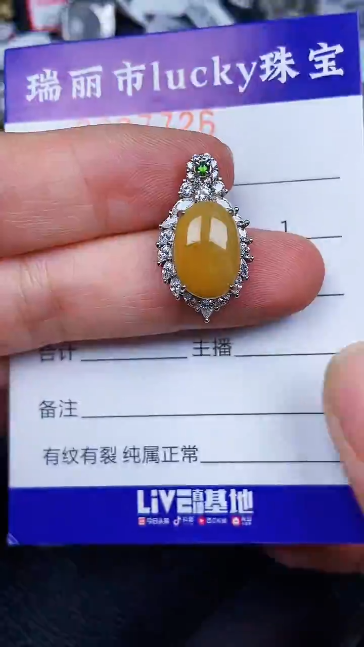 颈饰银S925镶嵌翡翠7726