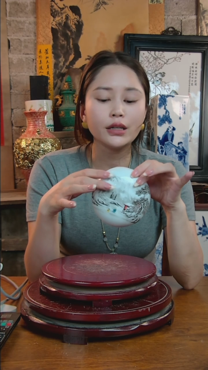 摆件雪景胭脂盒盒