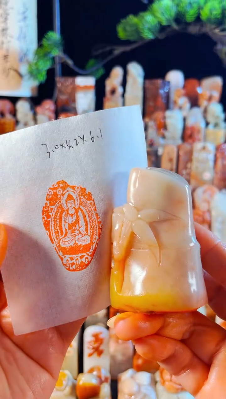 老挝石印石手工篆刻《佛造像》