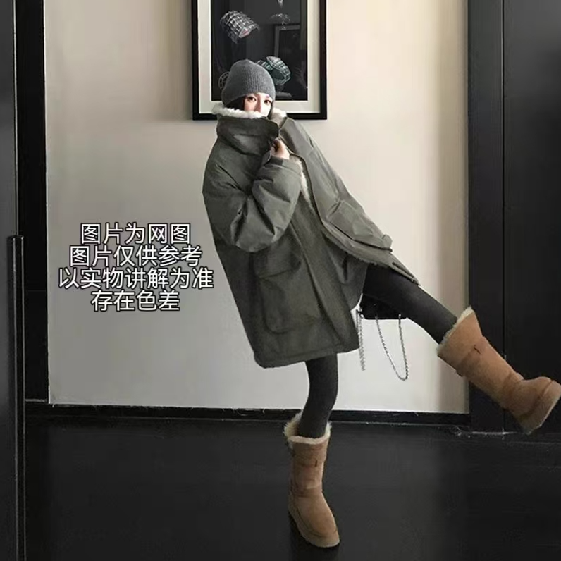 2025冬季新款大码女装露思同款洋羔绒拼接派克服外套（内里全毛）