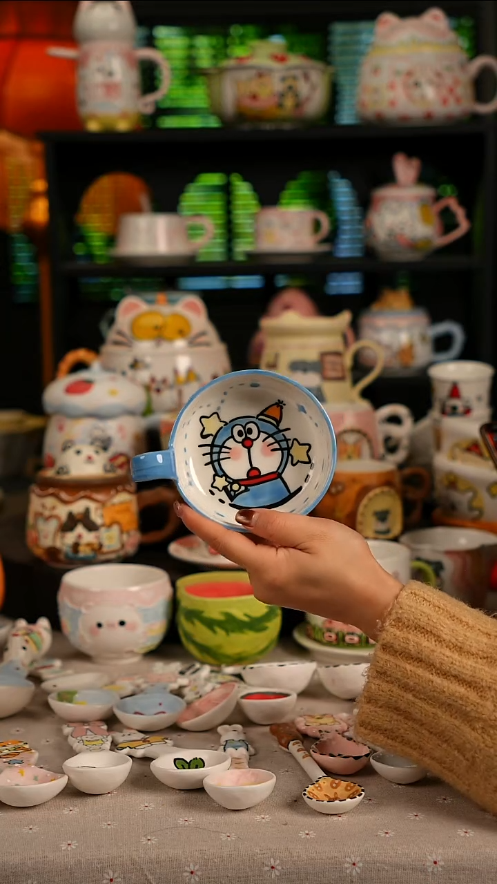 陶瓷无盖款景德镇高温釉下彩纯手绘创意瓷 