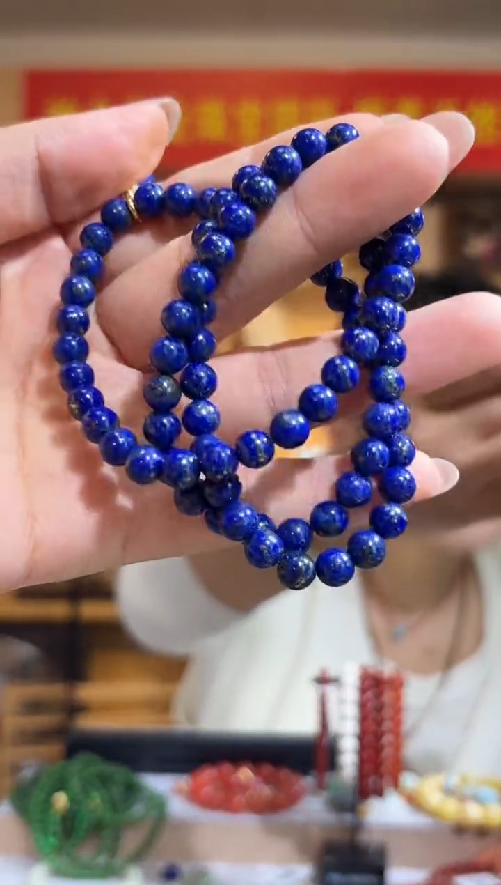 未镶嵌青金石手串6.5mm青金石三圈手串多样性发一