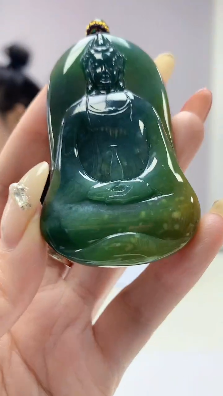 【闪购商品】定制翡翠未镶嵌4902DD-毛货挂件观音77