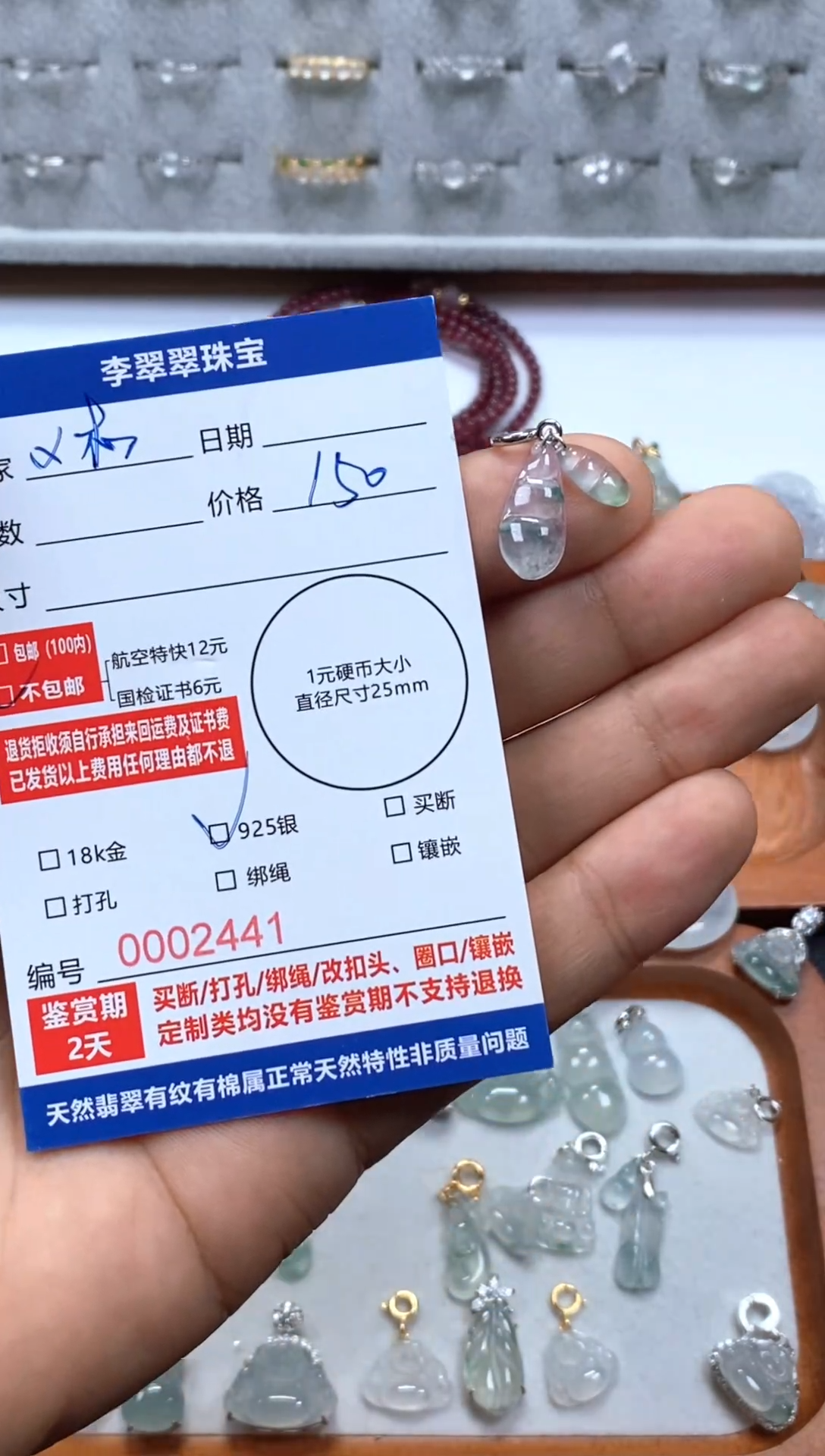 颈饰银S925镶嵌翡翠乄*1