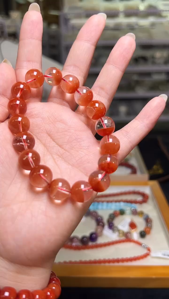 未镶嵌手串水晶红兔毛手串12mm+ JP52487 