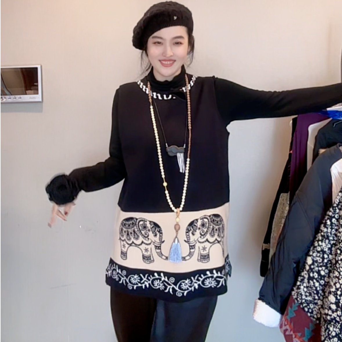 FL 9657｛太平•有象｝新中式柔软舒适宽松显瘦时尚秋冬国风马甲裙