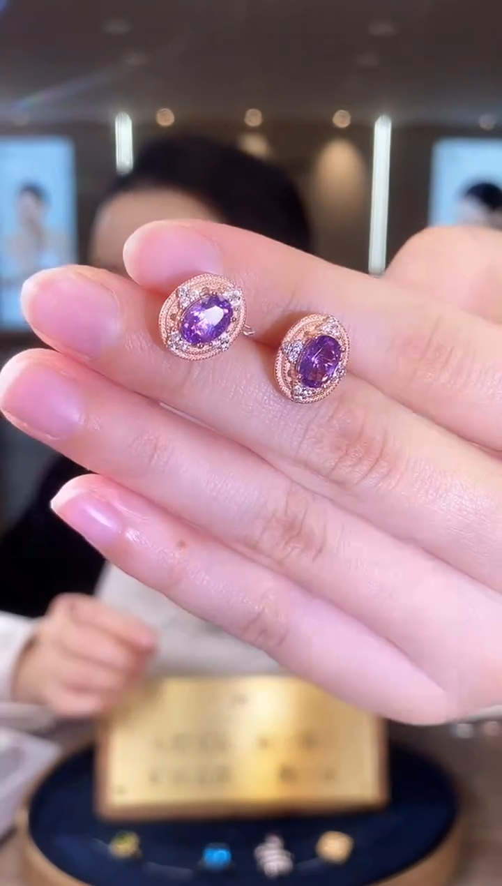 【闪购商品】水晶耳饰银S925镶嵌09天然宝石